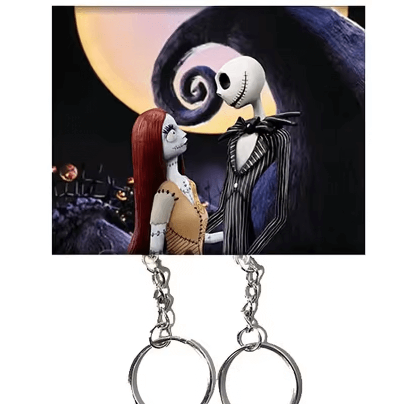 Breloki dla par Jack i Sally z filmu Miasteczko Halloween, doskonały prezent na Walentynki.